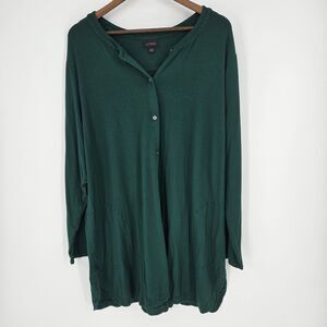 J Jill Wearever Green Button Front Tunic Pockets Minimalist 4X